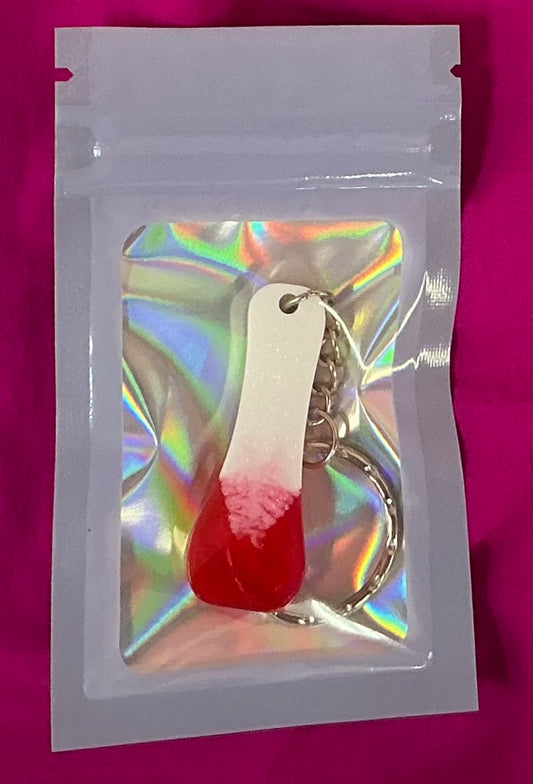 Mini White and Red Letter I Keychain