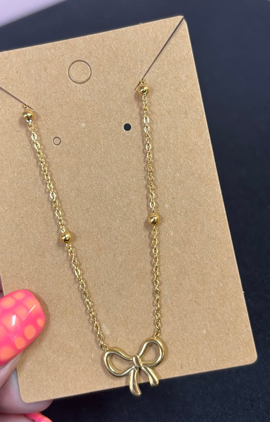 Gold Bow Necklace