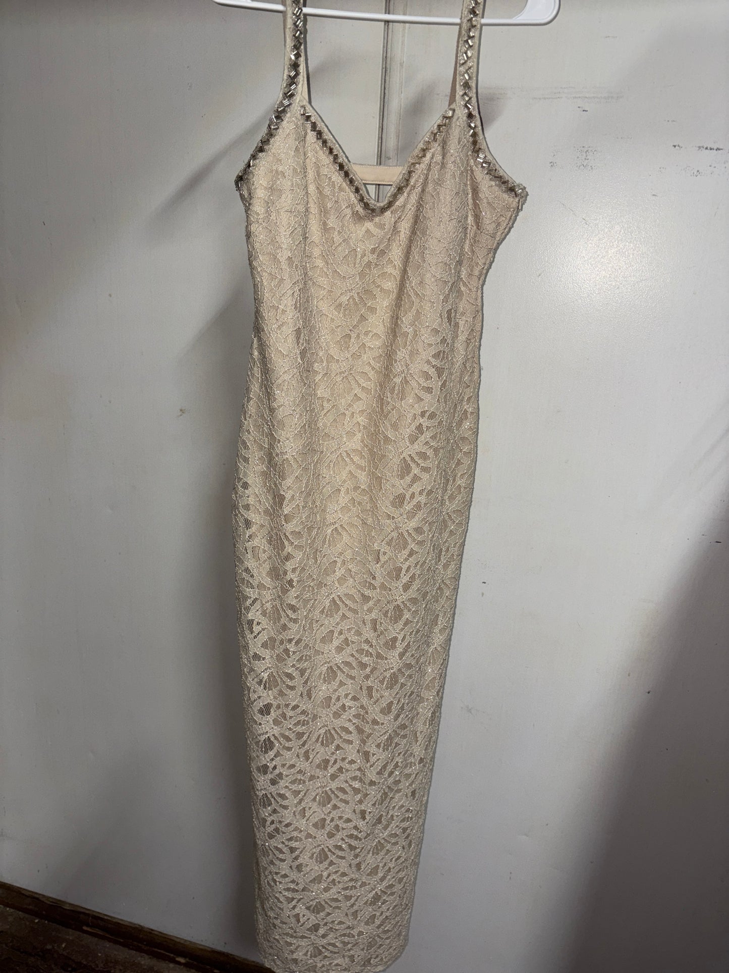 Women’s Size 11 Cream and Sequins Formal Gown