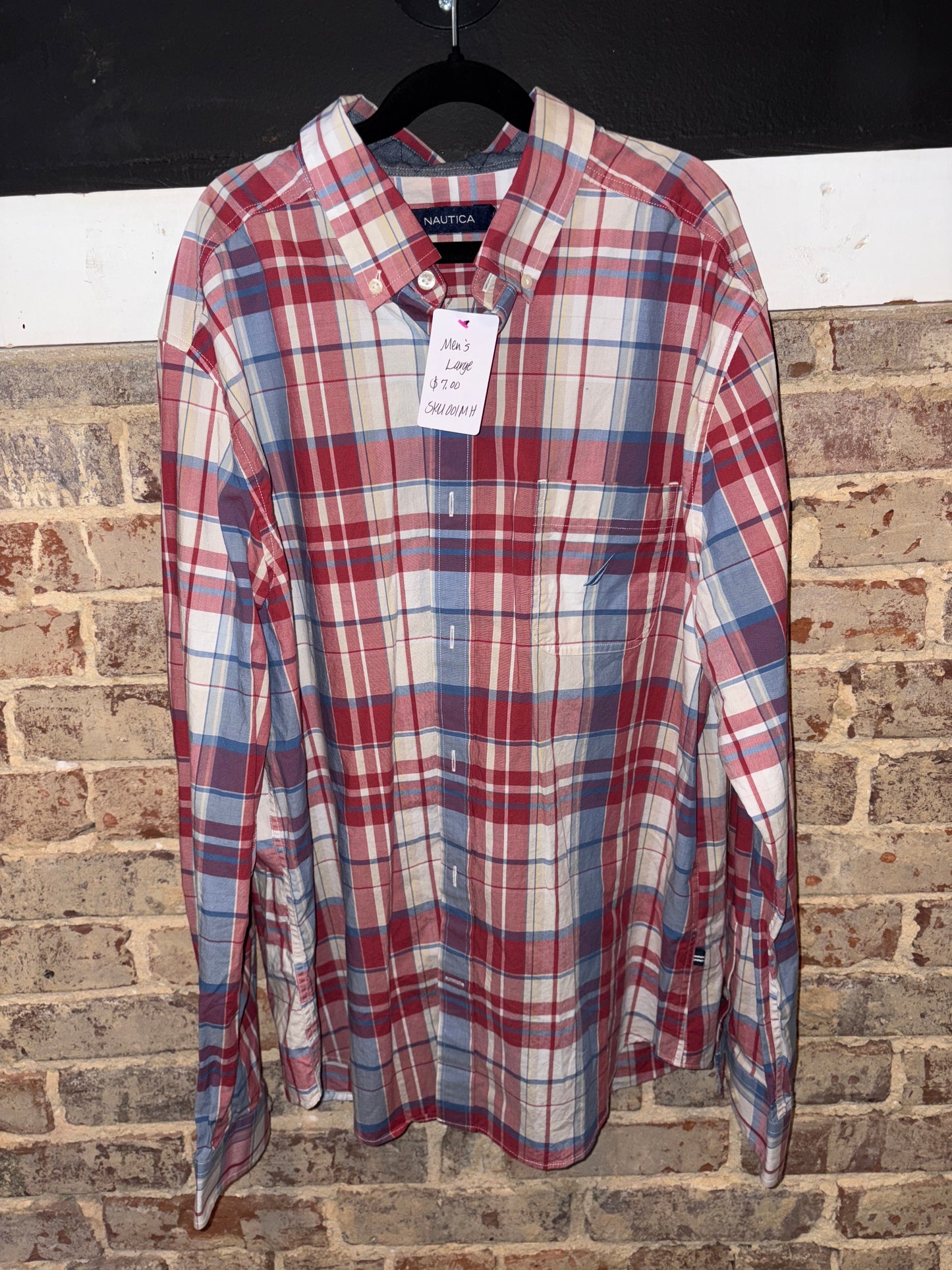 Men’s Nautica Button-Up Dress Shirt Large