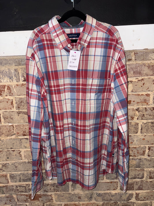 Men’s Nautica Button-Up Dress Shirt Large