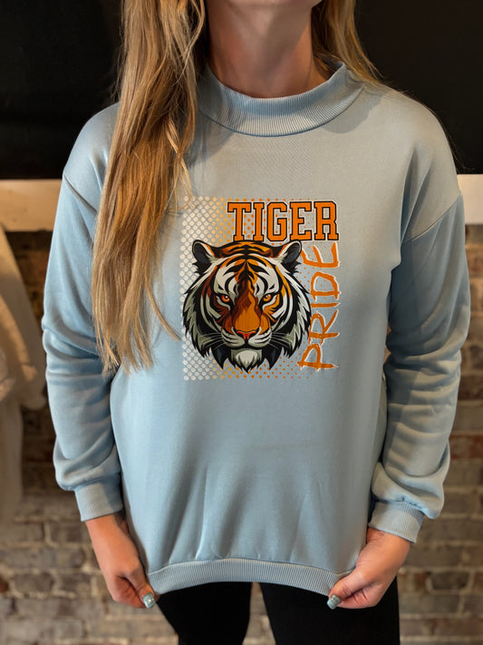Blue Tigers Mock Neck