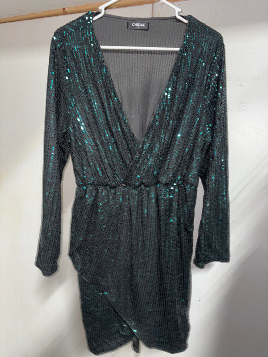 Women’s XL Emerald/Black Mini Formal Gown