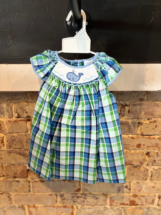Whale Embroidered Smocked Dress