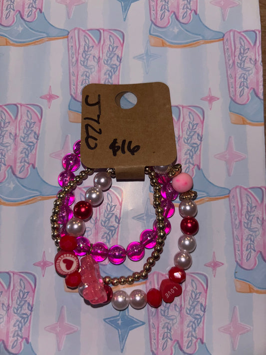 Kids Red And Pink Gummy Bear Bracelet