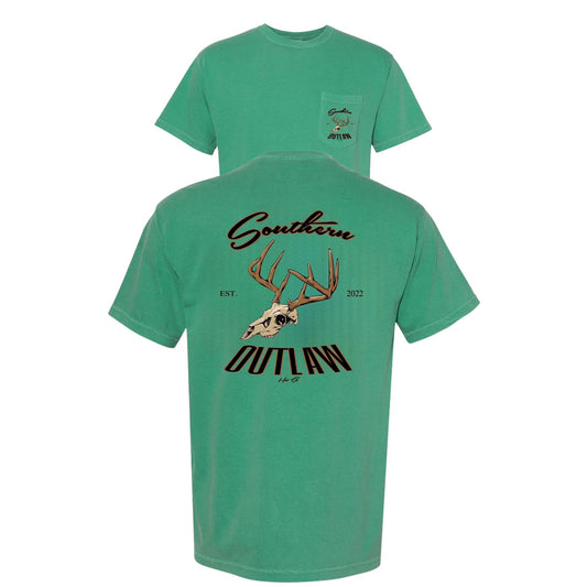 Southern Outlaw Green Pocket Tee