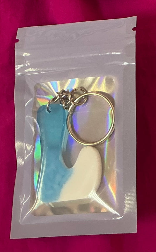 Mini White and Blue Letter L Glow in the Dark Keychain