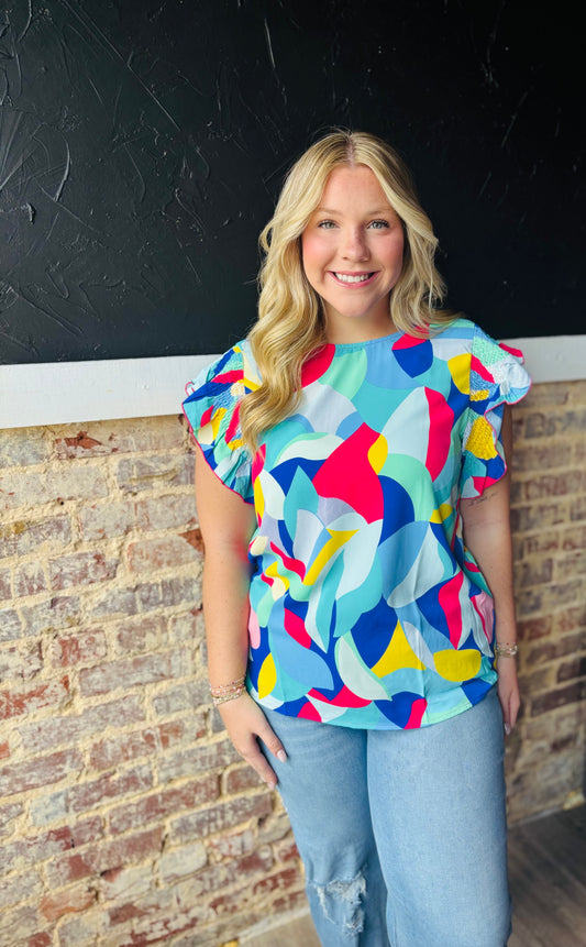 Confetti Bloom Ruffle Top