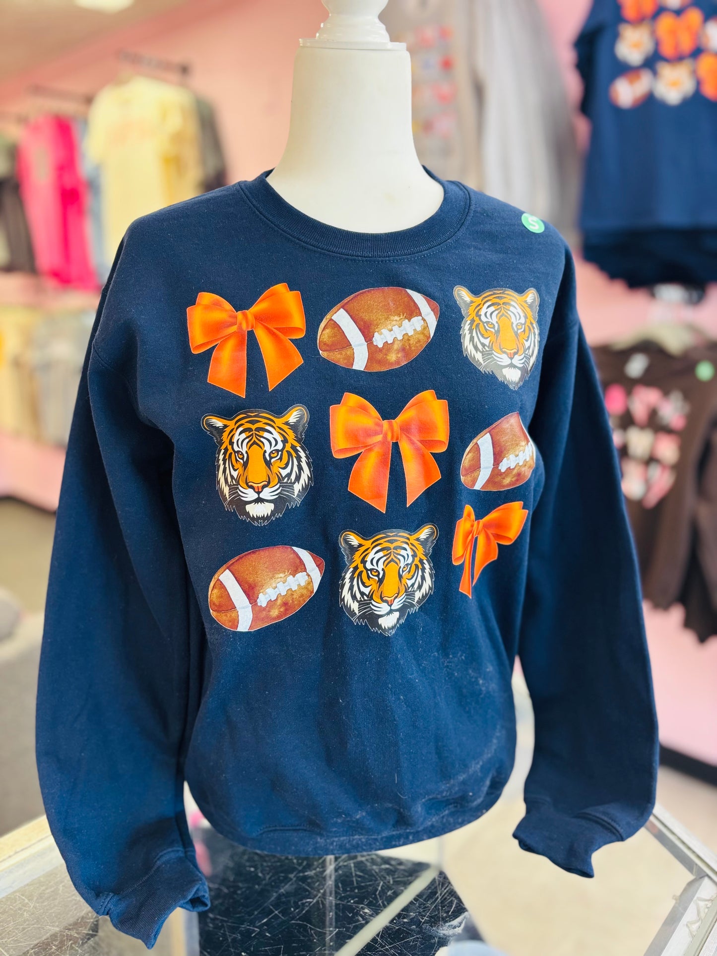 Tiger Football & Bow Crewneck