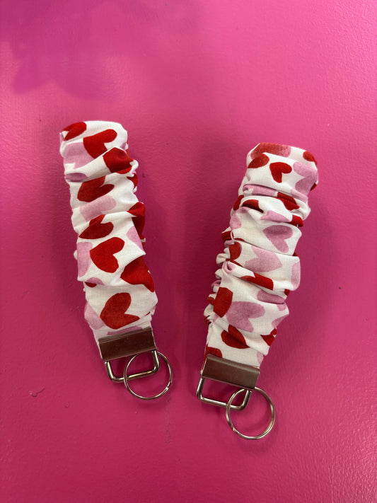 Pink & Red Heart Scrunchie Keychain