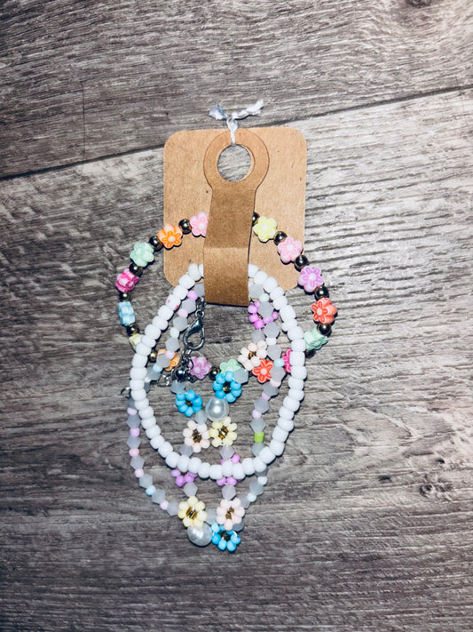 Multicolored Flower Bracelet Bundle