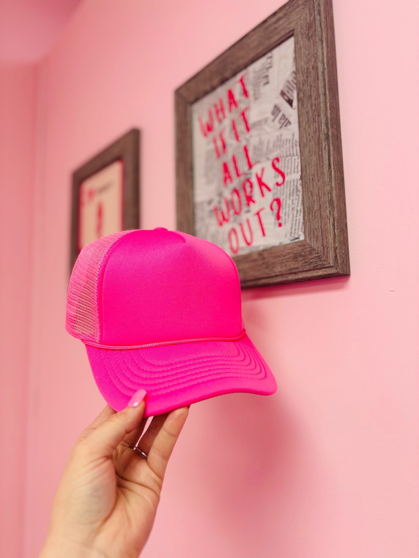 Blank Pink on Pink Blank Trucker Hat