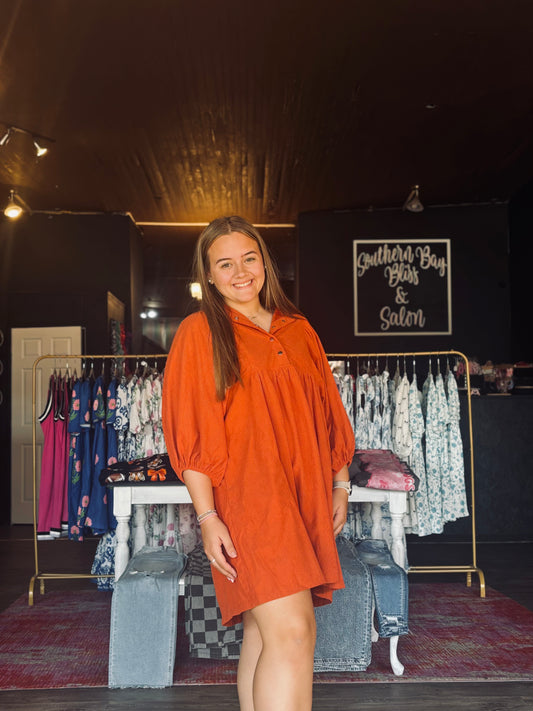 Short Terracotta Fall Dress