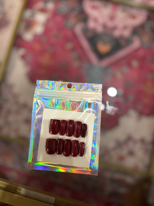 Crimson Glow Press on Nails