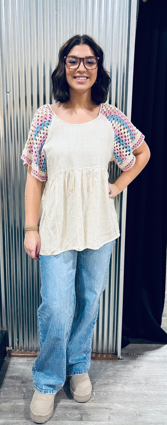 Women’s Crochet Sleeved Blouse