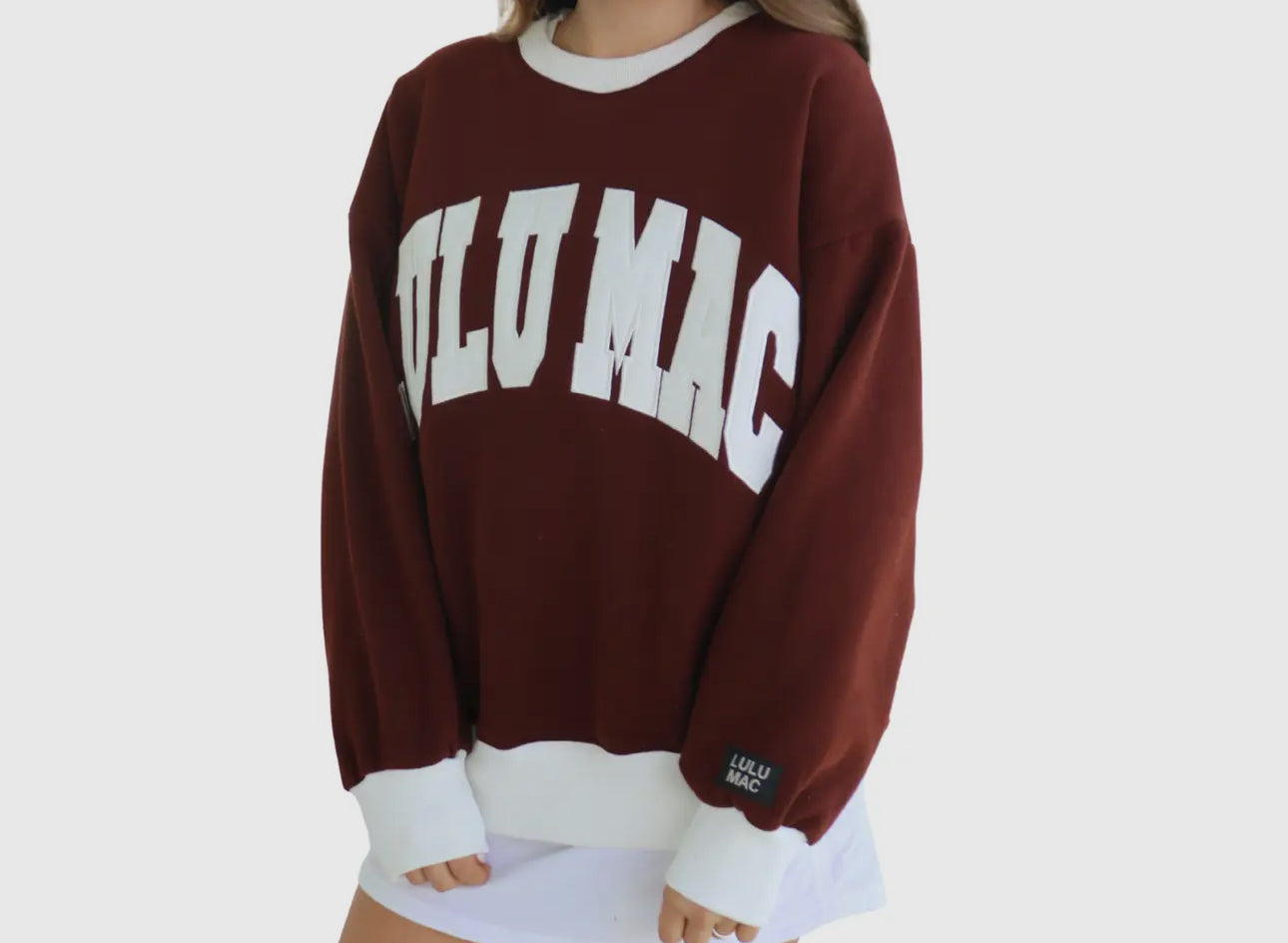 Lulu Mac Maroon & White Crewneck
