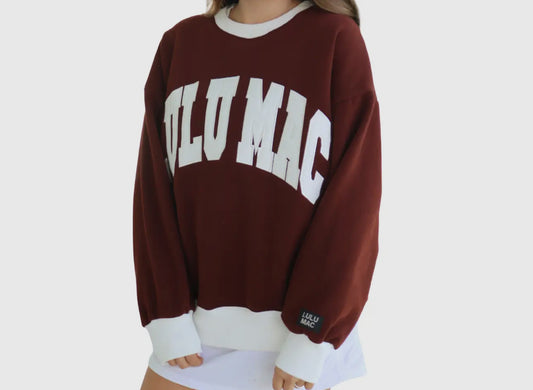 Lulu Mac Maroon & White Crewneck