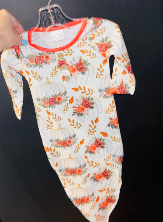 Girls Pumpkin Floral Gown