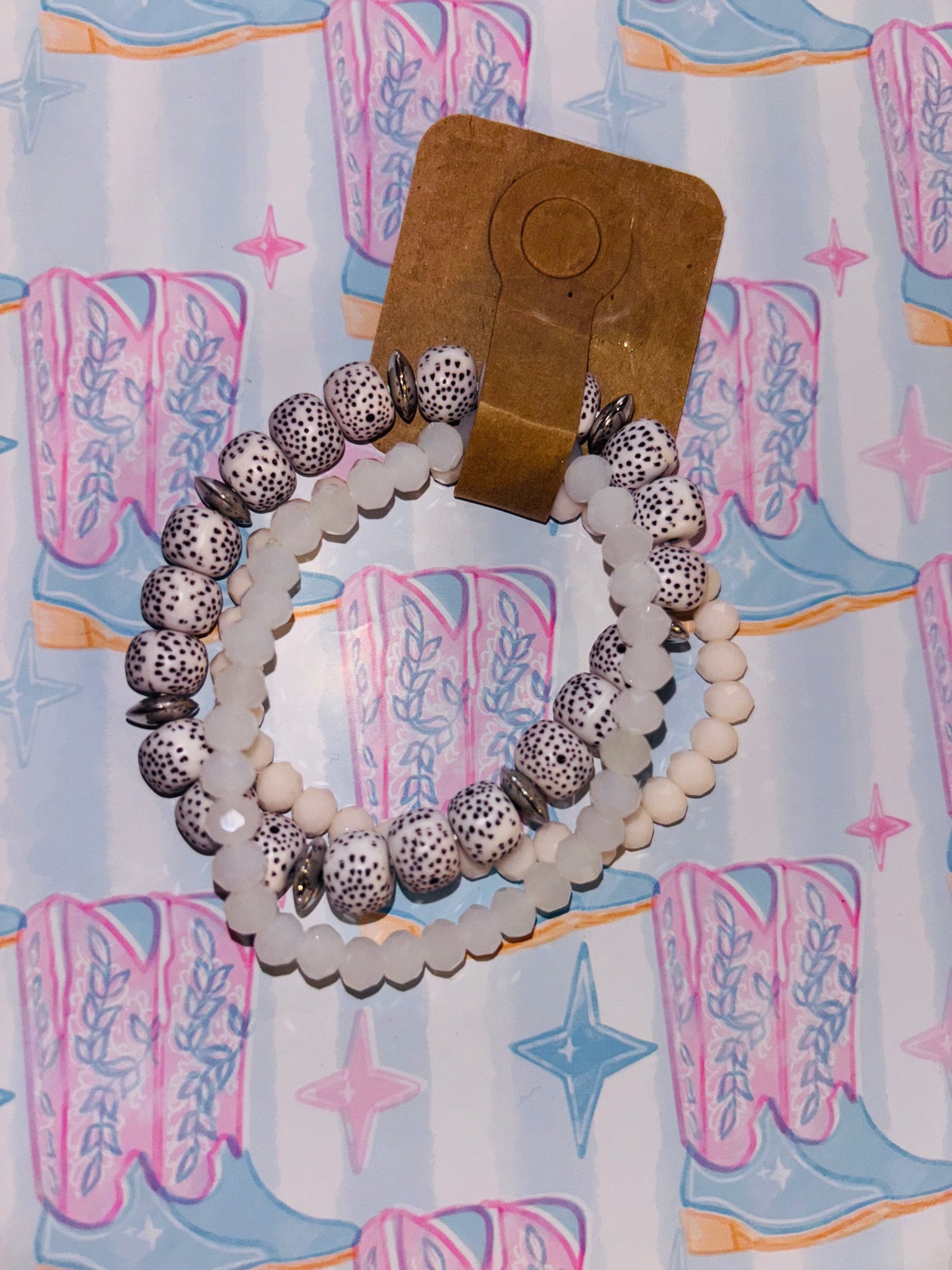 White Speckled Bracelet Set