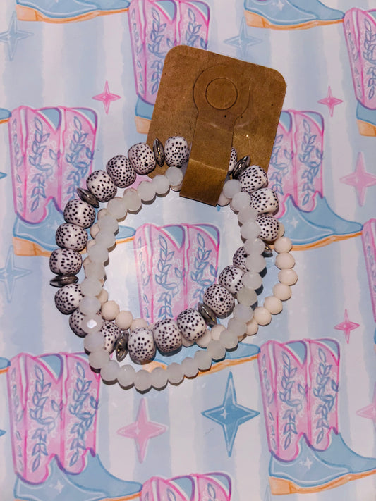 White Speckled Bracelet Set
