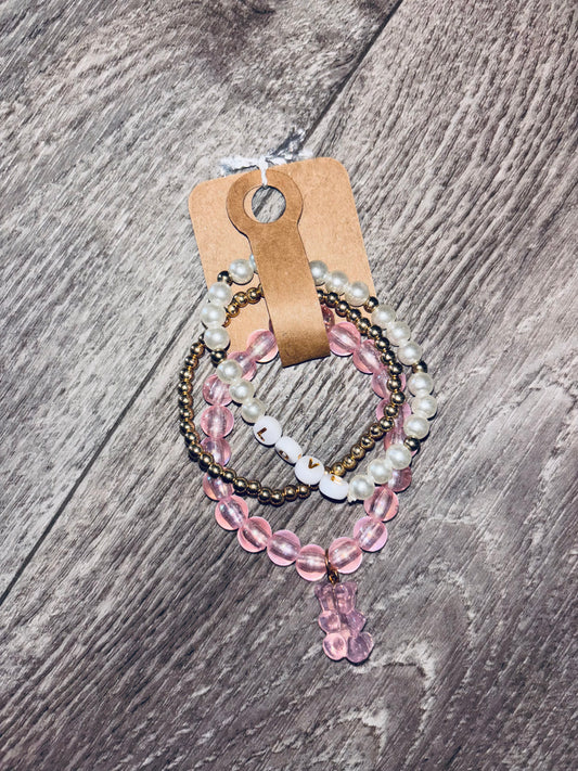 Pink White & Gold Kid’s Bracelet Bundle