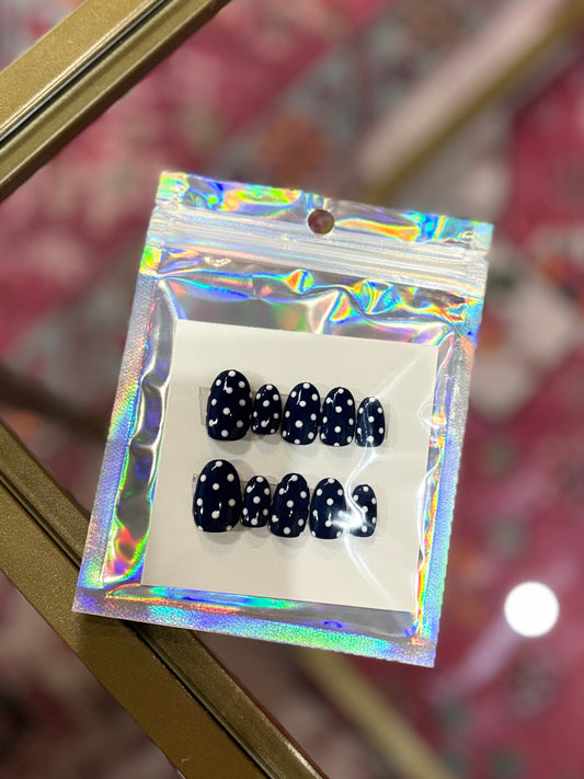 Midnight Dots Press on Nails