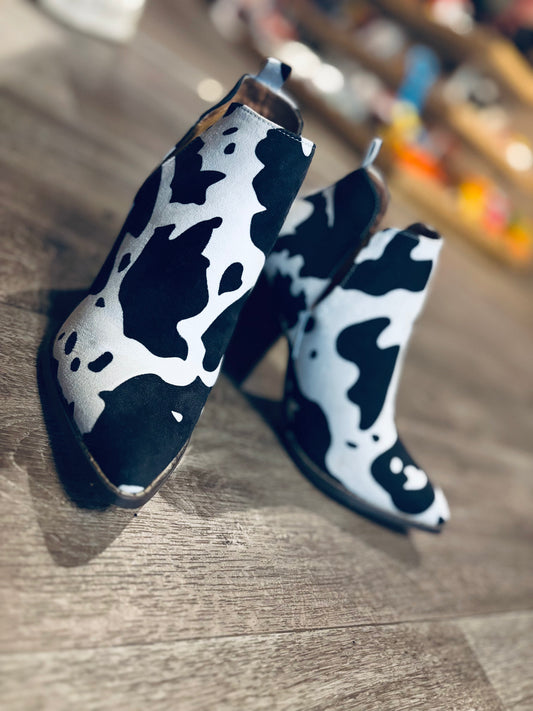 Cow Print Ankle Boots