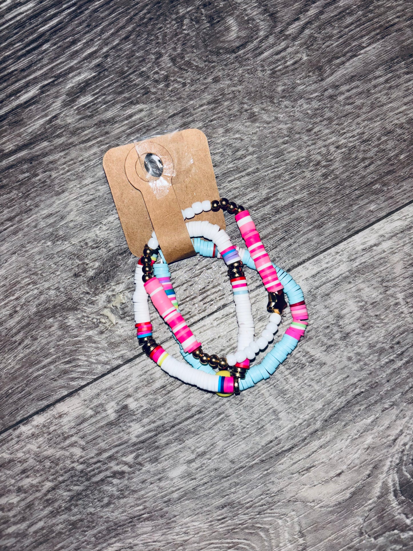 Smiley Blue & White Multi Happy Bracelet Bundle