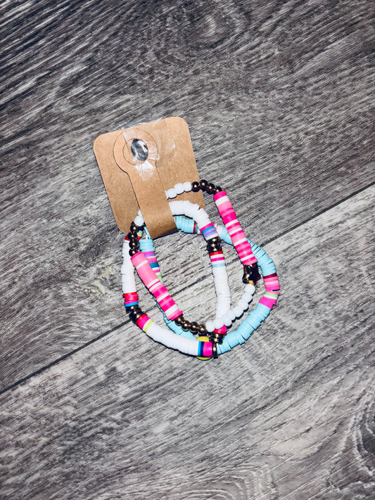 Smiley Blue & White Multi Happy Bracelet Bundle