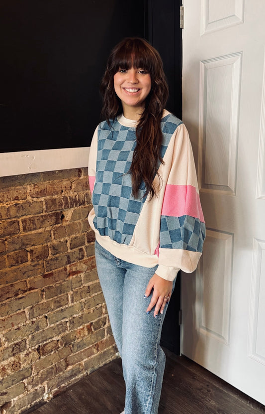 Cotton Candy Checkeded Pullover