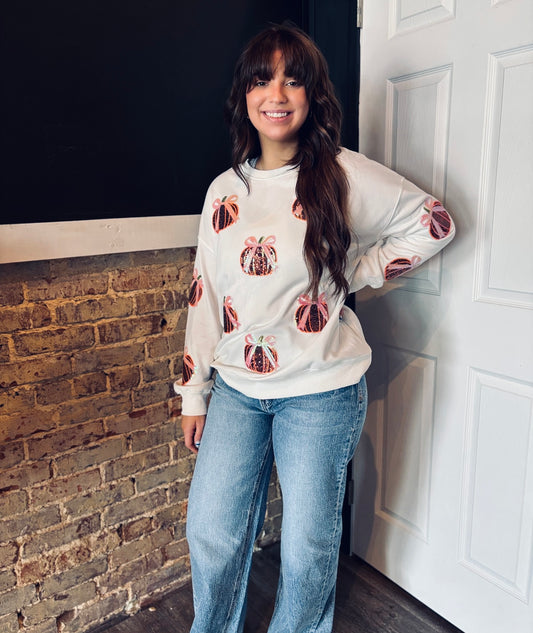 Gift Wrapped Pumpkin Sequin Sweater