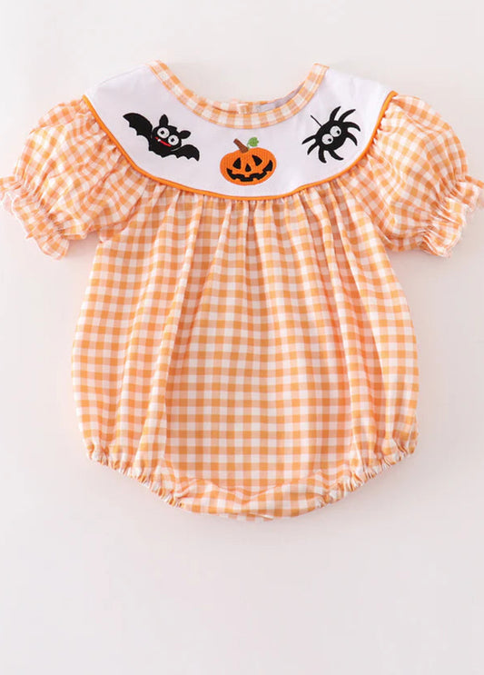 Baby Girl Halloween Embroidered Bubble