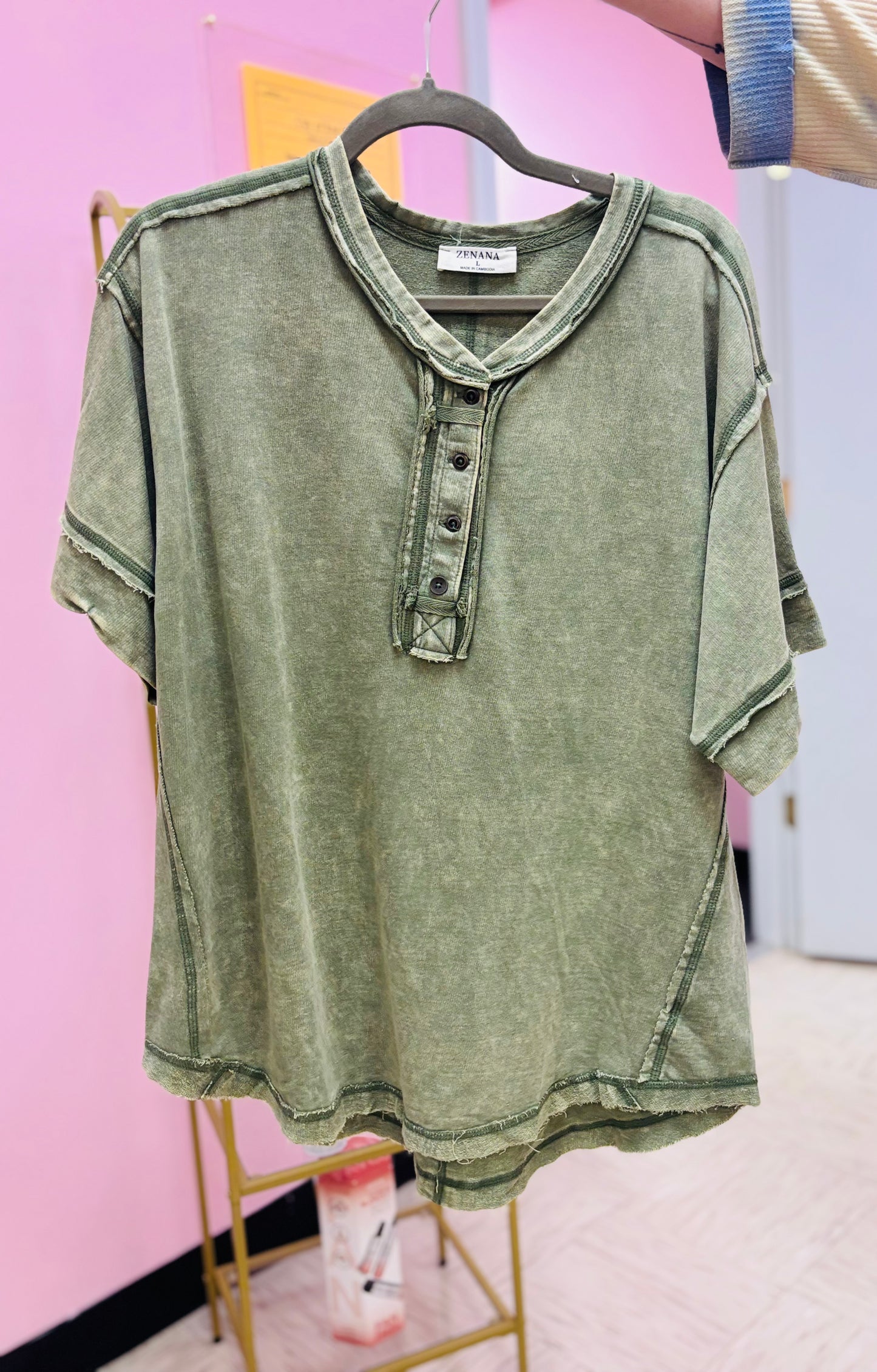 Zenana Button up Oversized Tee