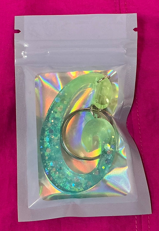 Mini Green and Blue Glow in the Dark Letter G Keychain