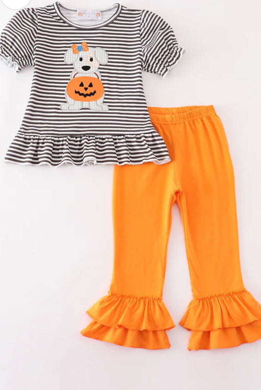 Girl’s Halloween Puppy Appliqué Set