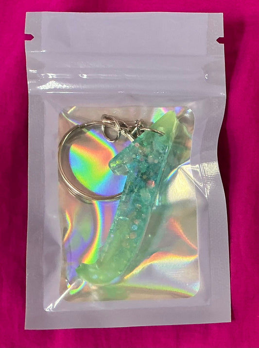 Mini Green and Blue Glow in the Dark Letter I Keychain