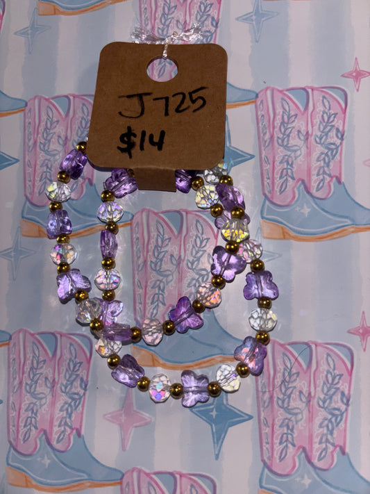 Purple and Crystal Butterfly Kids Bracelet Bundle