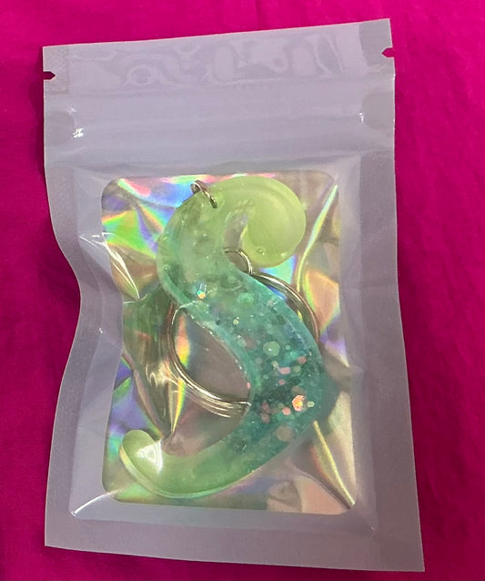 Mini Green and Blue Glow in the Dark Letter S Keychain