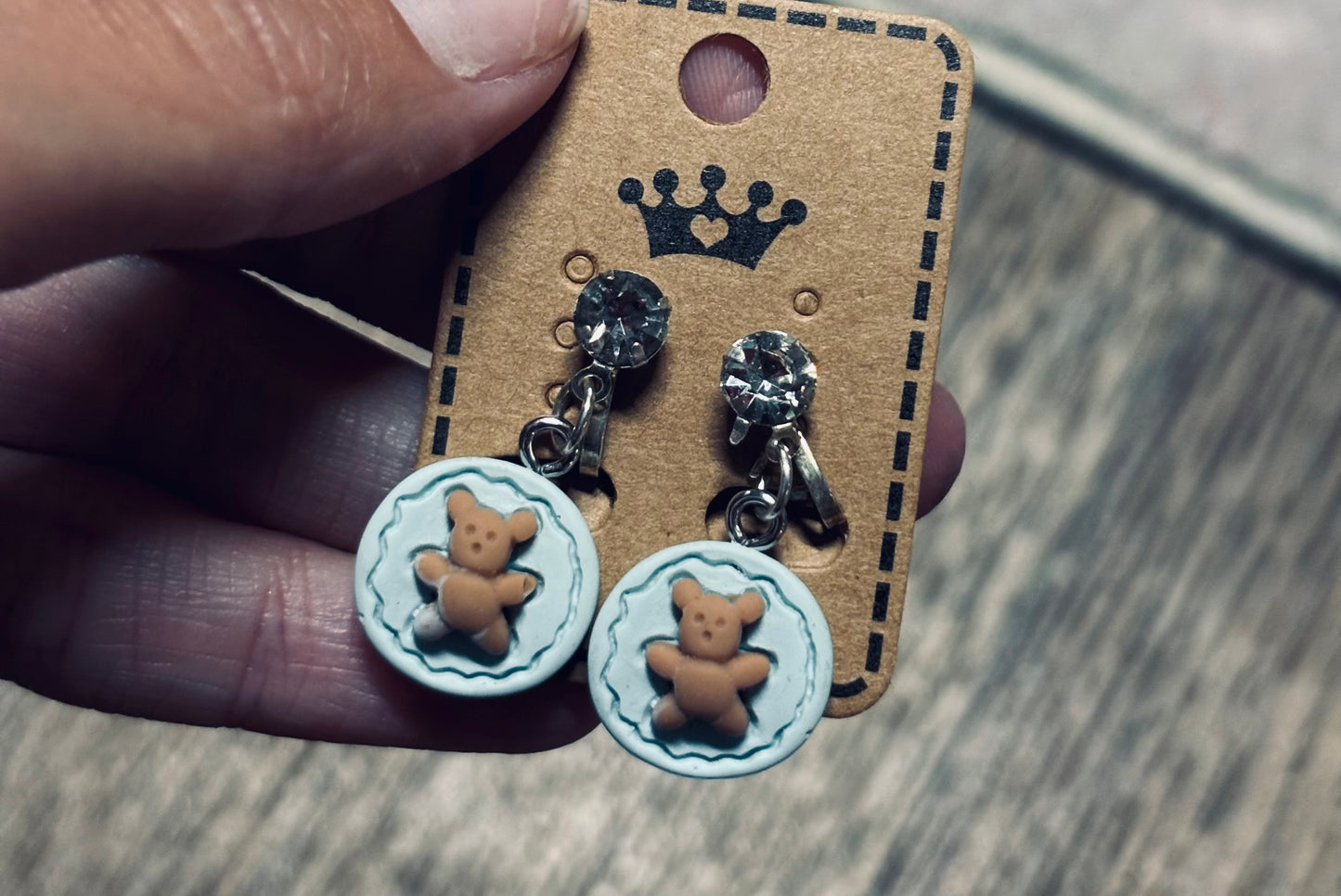 Teddy Bear Clip-On Earrings
