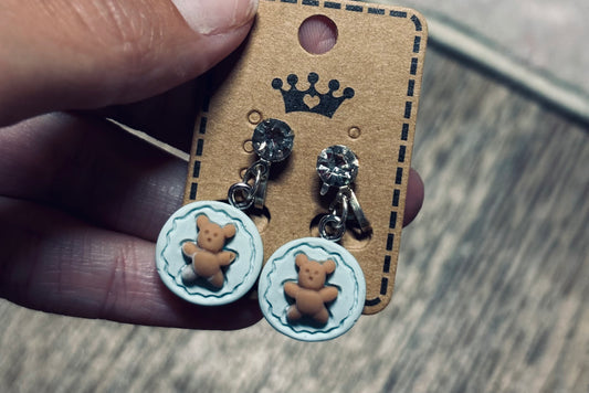 Teddy Bear Clip-On Earrings