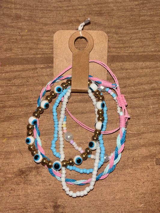 Eyed Multicolored Boho Bracelet Set
