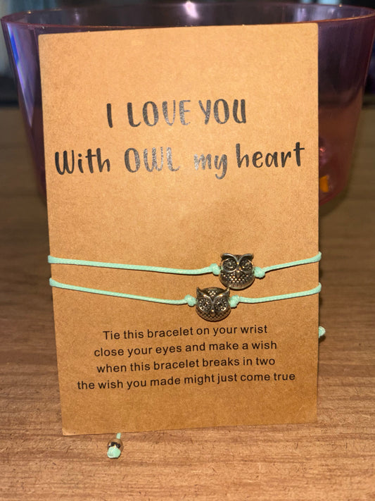 I Love You With Owl My Heart Bracelets