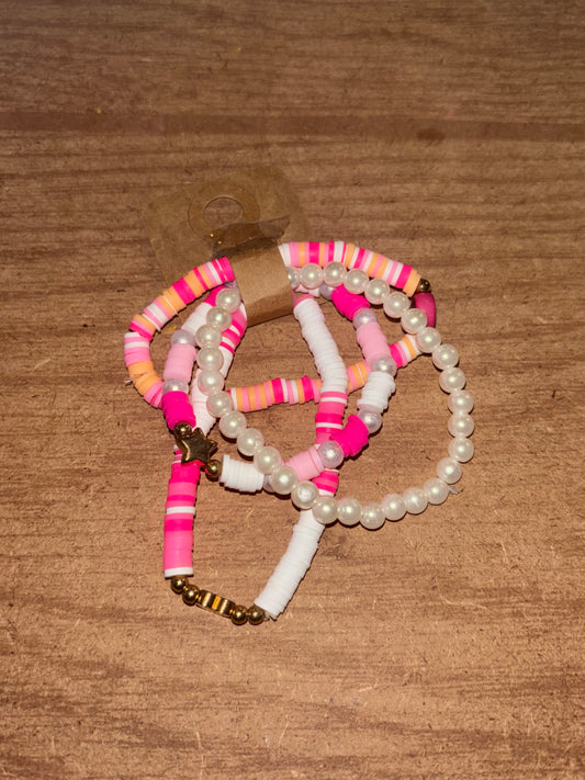 Pink + Orange Star Bracelet Set