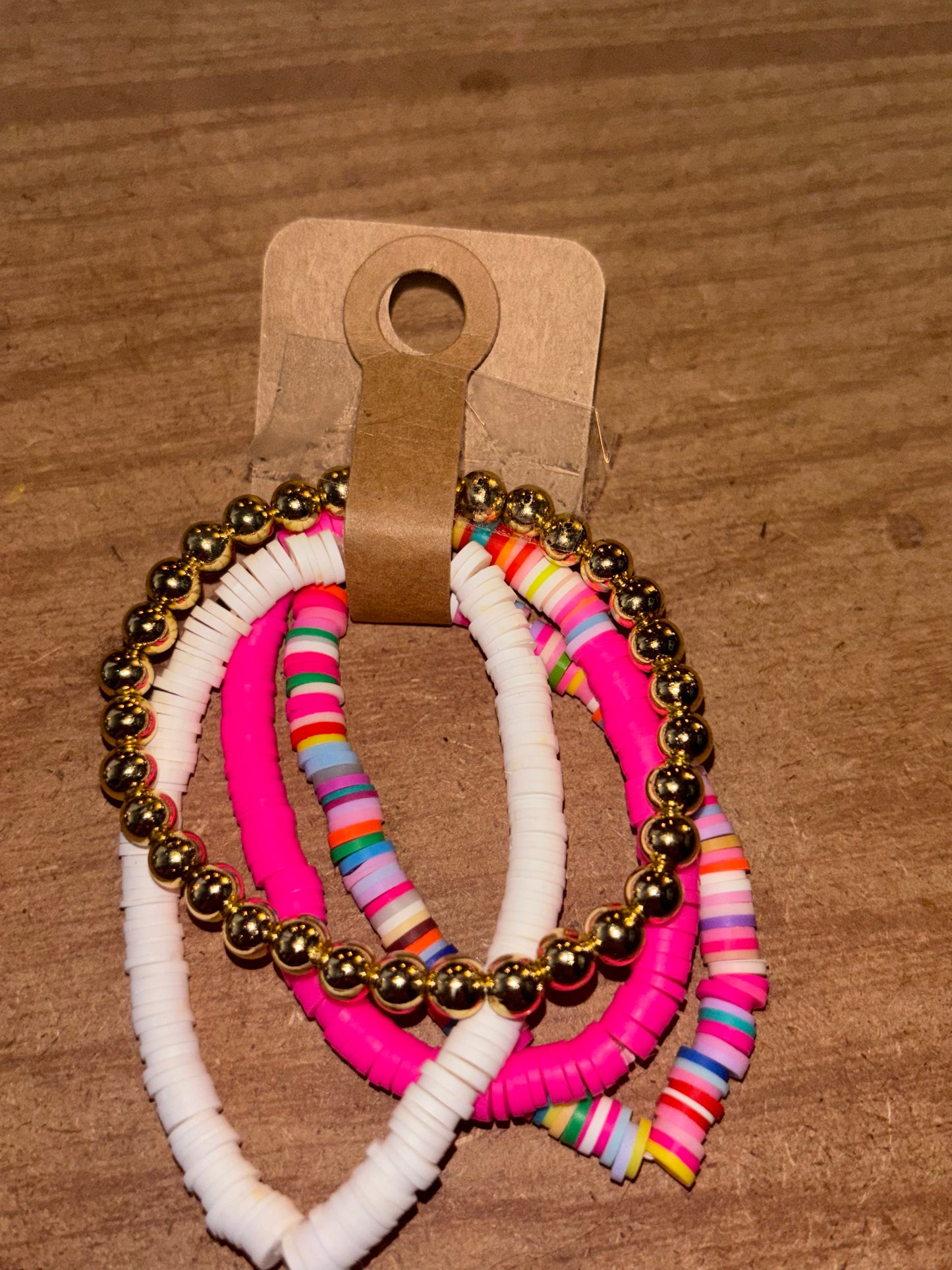 Pink Multicolored Beaded Bracelet Set