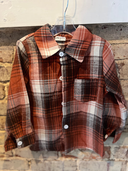 Autumn Rust Plaid Button Up