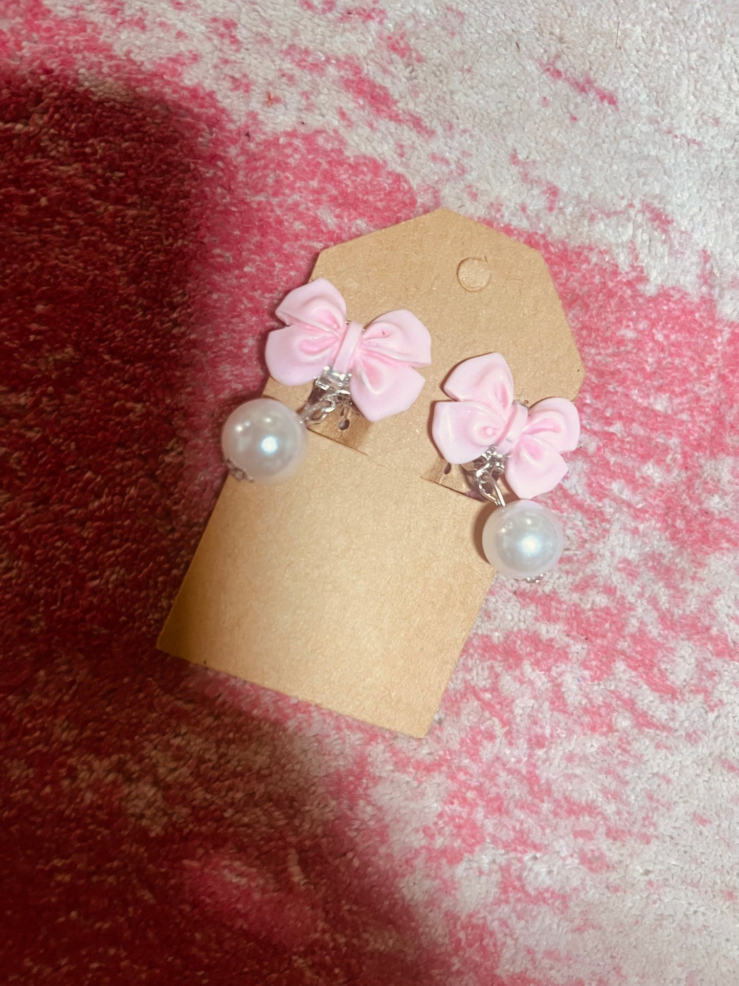 Pink Pearl Clip-On Earrings
