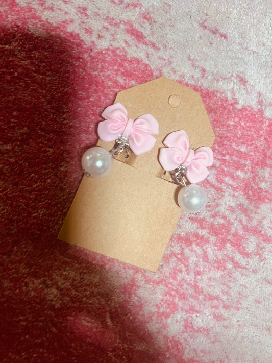 Pink Pearl Clip-On Earrings