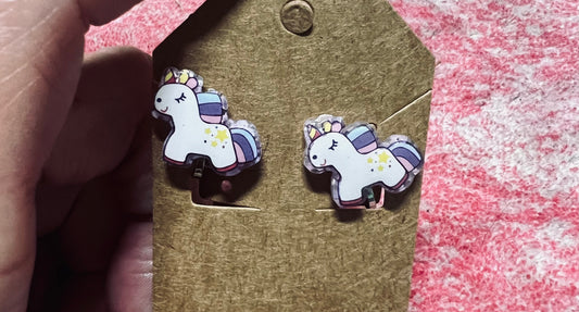 Rainbow Unicorn Clip-on Earrings