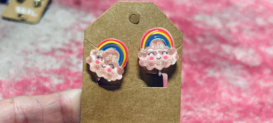 Pink Rainbow Cloud Clip-on