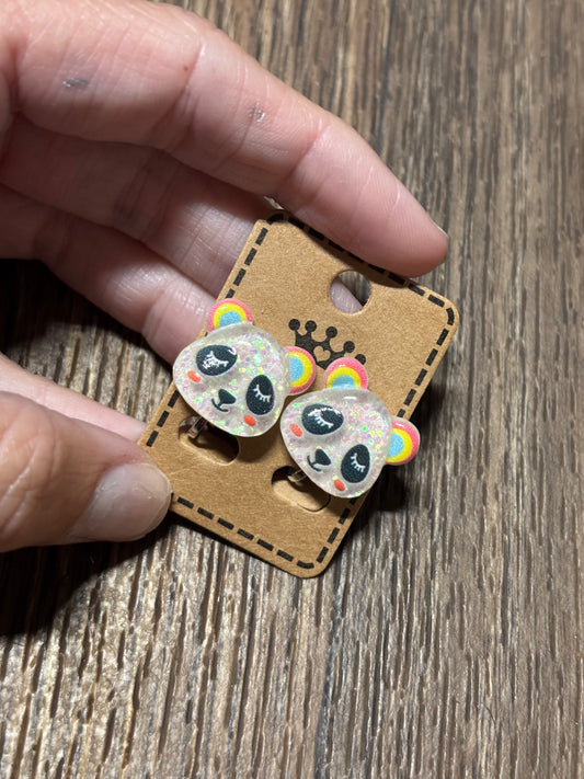 Panda Stud Clip-On Earrings